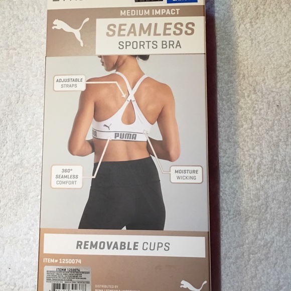 2 pk Puma Sports Bra Black Gray Size Medium NWT - Picture 7 of 8